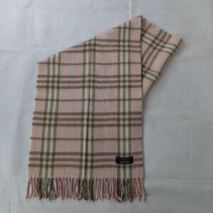 Burberry London Classic Nova Check 100% Cashmere Pink Scarf Made In England